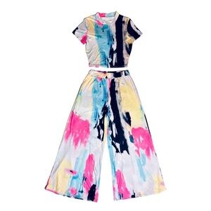 Colorful Abstract Women's Wide Leg Jumpsuit